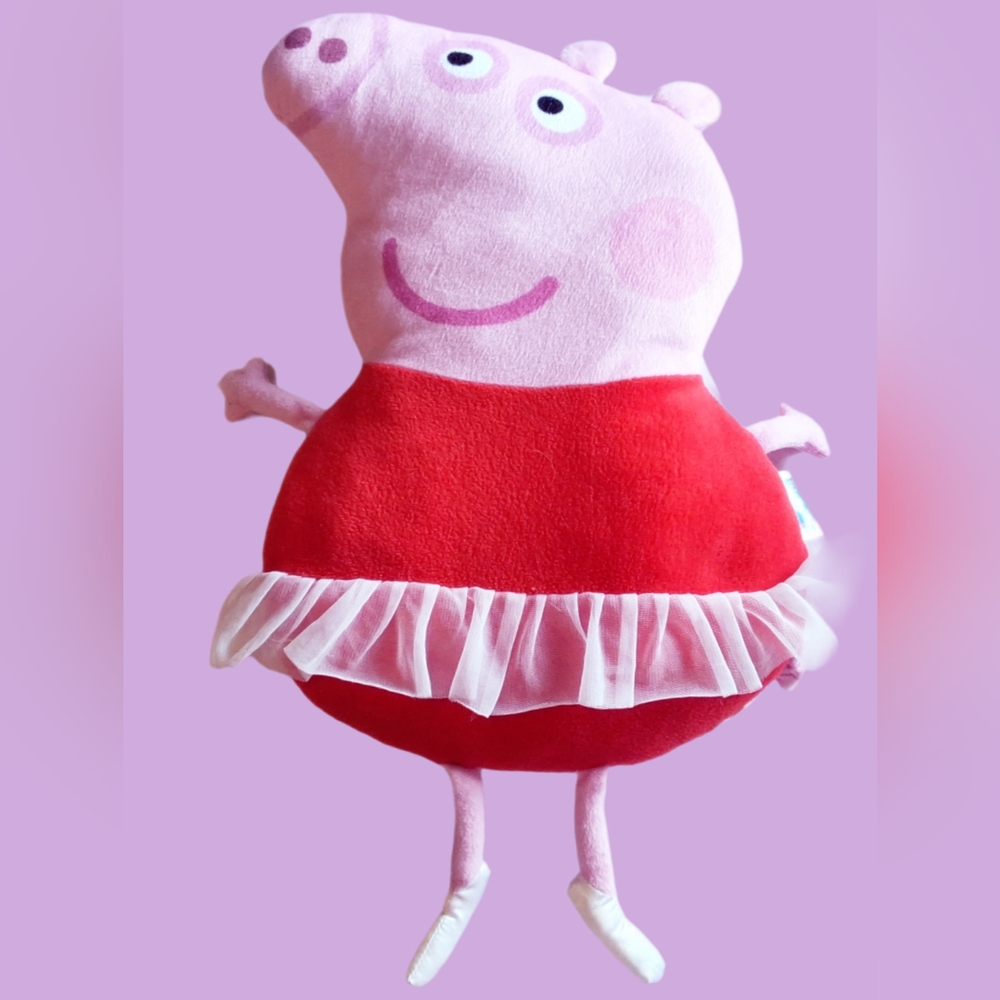 Peppa Pig Plush Toy in Red Dress, Frilly skirt 12”